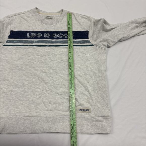 Life is Good Men's XL Sweatshirt Oversized Heavyweight Heather Gray Striped - Picture 6 of 8